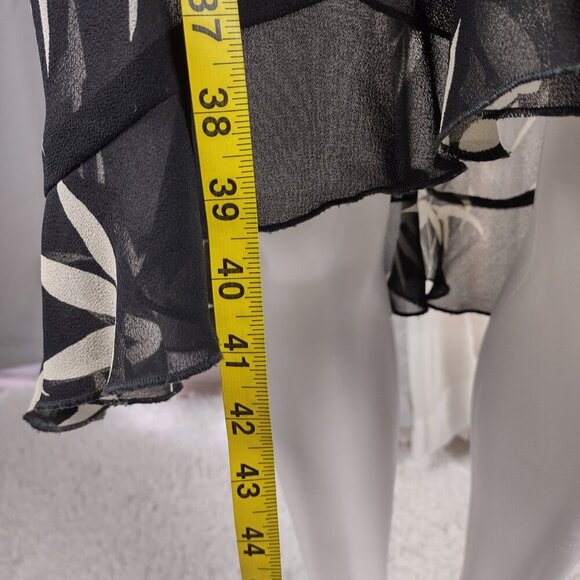 Jessica Howard Black Ivory Bamboo Print Ruffle Hem Midi Dress Size 6 - Picture 7 of 12